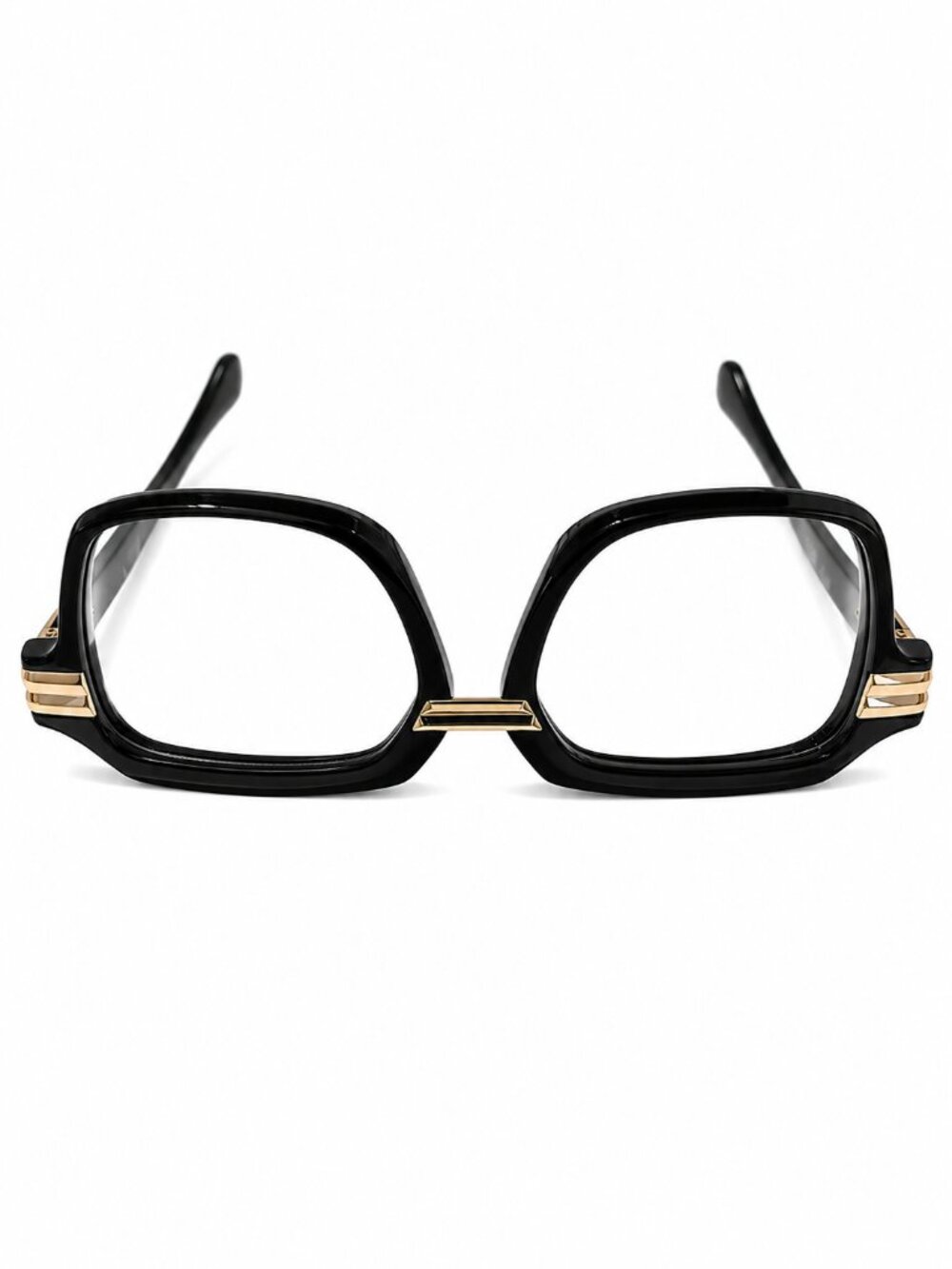 Black and Gold Geometric 55-17-142 Eyeglass Frames - Picture 8 of 10